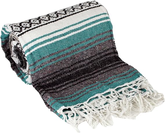 Canyon Creek Authentic Mexican Yoga Falsa Blanket (Teal)