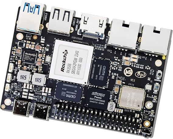 youyeetoo Banana Pi BPI-M7 Pico-ITX Motherboard RK3588 SBC: 6 Tops NPU AI Accelerator, 8K Video, Dual 2.5G Ethernet, WiFi 6, BT5.2 - Android Linux Support - Ideal for Tinkerers (32+128GB)