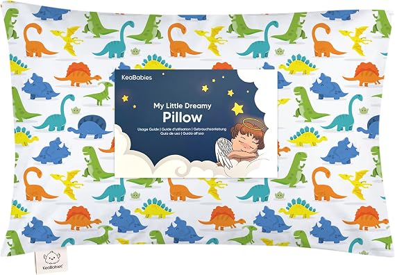 Toddler Pillow with Pillowcase, 13x18 My Little Dreamy Pillow (Happy Dino)