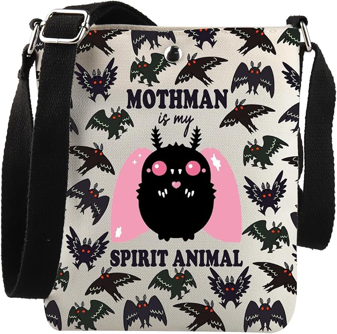 Mothman Cryptid Creature Gifts Mothman Is My Spirit Animal Crossbody Bag Mothman Lover Gift