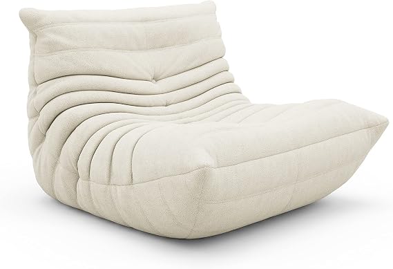 Fireside Chair, Soft Mohair Lounge Chair Lazy Floor Sofa Accent Bean Bag Couch for Living Room Corner Bedroom Salon Office Aldult