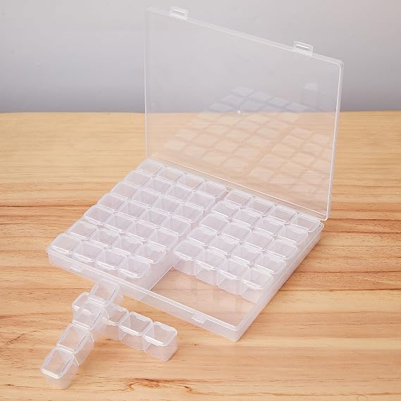Diamond Painting Storage Box, 56 Compartments, Clear Plastic Bead Organizer Container, Art Supplies Storage Case (1)