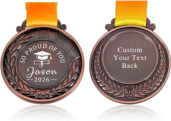 Class of 2025 Graduation Gifts for Her Him Personalized Medals for Awards Congrats Grad Senior High School College Masters Phd Graduation Cap So Proud of You Academic Medals