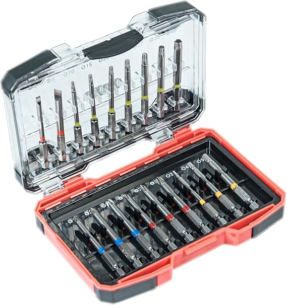 Connex Bit-Set 18-teilig – Gängige Standard-Bits Aus Silizium-Molybdän-Stahl – In praktischer Kunststoffbox – Bit-Satz für Schaubarbeiten – Bit-Sortiment – Schrauber-Bits