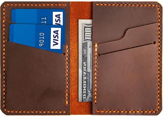 Leather for Men & Women Front Pocket Card Holder | Minimalist Wallet | Front Pocket Wallet | Leather Card Sleeve | Minimalist Handmade Card Holder (Brown)