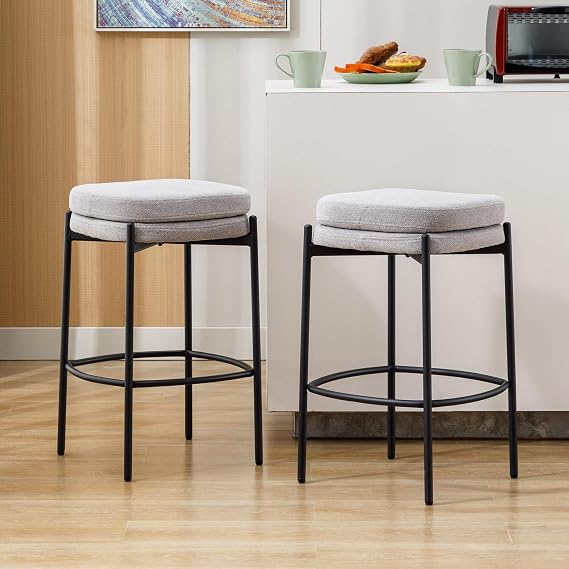 DUHOME Counter Height Bar Stools 26" Set of 2 Bar Chairs with Footrest