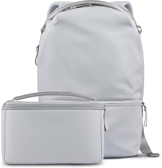 Urth Arkose 20L Modular Backpack  3.7L Camera Insert - Water Resistant, Anti-Theft, Recycled Bag for DSLRSLRMirrorless, 13-16 Inch Laptop in Ash Grey