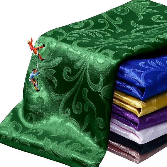 Manyshofu Green Jacquard Satin Fabric by The Yard, 60 Wide (10 Yard)