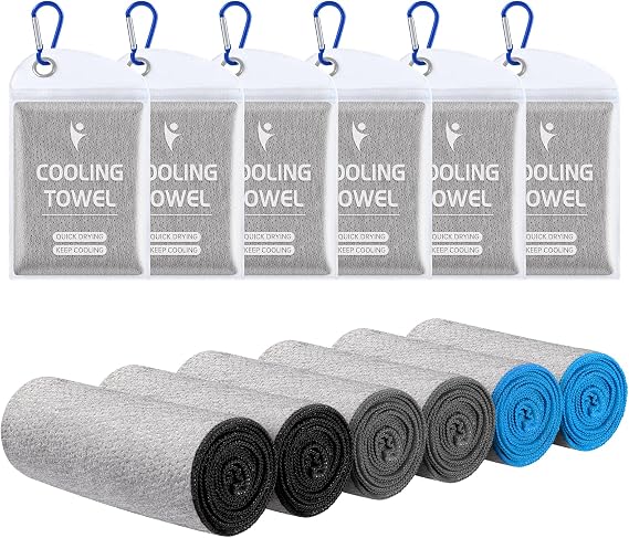 Clothirily Cooling Towels (40"x12"), Microfiber Cooling Towel for Neck and Face, Men & Women Gym Workout Towels for Hot Weather, Breathable Sweat Towel for Gym Yoga, Camping, Fitness, Running, 6 Pack