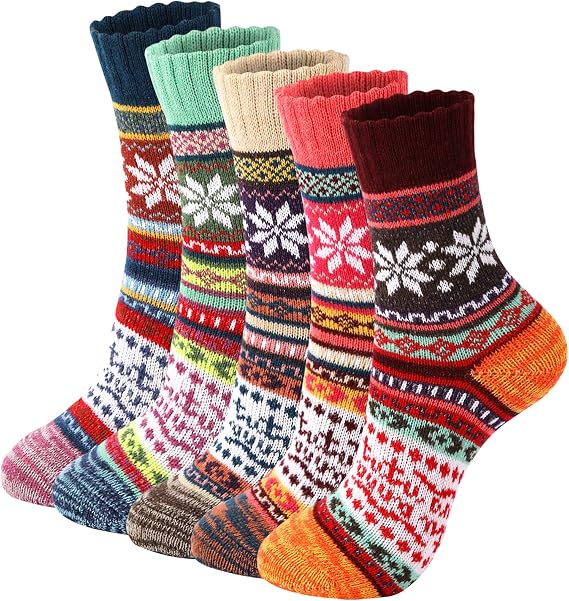 Trifabricy Wool Socks - Vintage Winter Warm Wool Socks for Women, Soft Cozy Thick Knit Boots Sock Gifts for Women Men