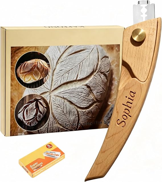 KAITONG Premium Custom Sourdough Bread Knife-Magnetic Bread Lame Dough Scoring Tool,Engraved Kitchen Gift for Bakers, Housewarming Gift for Neighbors Friends Family
