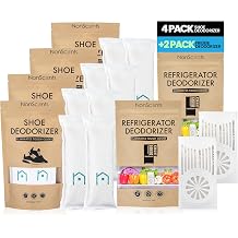 NonScents Shoe & Refrigerator Deodorizer Bundle - 4 Pack (8 Count) Shoe Odor Eliminator & 2 Refrigerator Deodorizer - Powerful, Reusable Odor Absorbers for Shoes, Fridge, Closets - Unscented Freshness