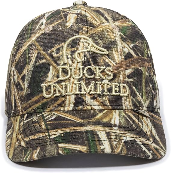 Ducks Unlimited Mossy Oak Cap, Camo Grass Hunting Hat for Men, Tuck Away Closure, One Size | Functional Oak Original Bottomland Camouflage, Tuck-Away Closure, One Size