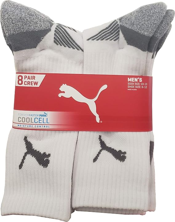 PUMA mens Core Athletic Cushioned Crew Sock