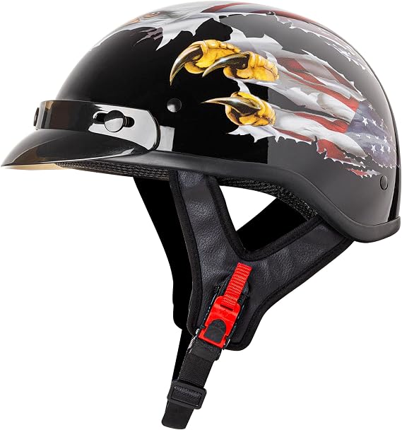 CARTMAN Half Helmet Large, DOT Approved Eagle Graphics for Adult