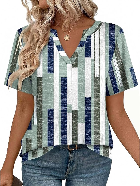 Zeagoo Womens Tops Short Sleeve V Neck Tee Shirts Cute Dressy Casual | Basic Clothing, Business Work Blouse, Loose Fit Tunic Fashion