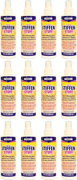 BEACON Stiffen Stuff Fabric Stiffening Spray - Quick, Even Application with No Flaking or Cracking, 8-Ounce, 12-Pack