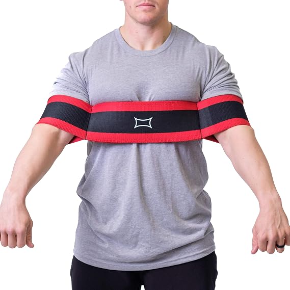 Sling Shot Mark Bell Push Up Exercise Assistance Workout Band for Men and Women to Assist with Bench Press, Dips, and Push Ups (Level 1 Tension, Red/Black)