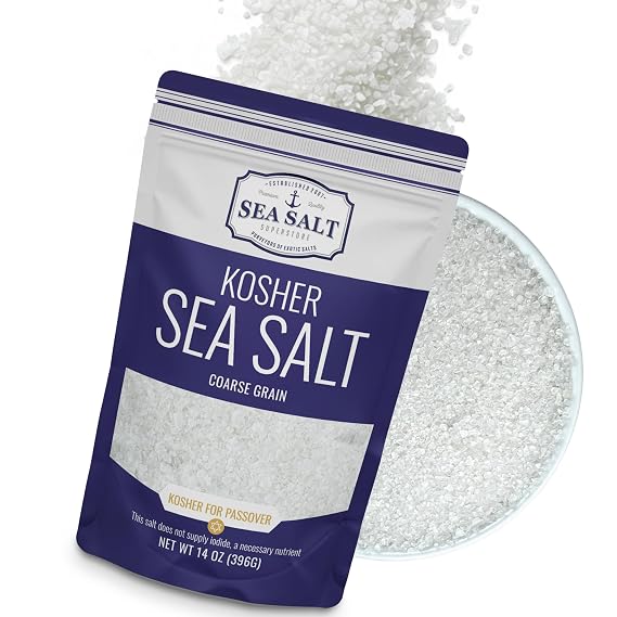 Sea Salt Superstore Coarse Grain Kosher Sea Salt for Grinder, 14 oz Bag | Non-iodized & natural replacement for table salt, mineral-rich Baja California coarse grain salt