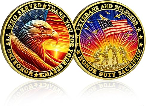 CHURYUML Military Veterans Challenge Coins - Honoring All Who Served Thank You for Your Service Coin Military Appreciation Gifts for Men Women Navy Army Thanksgiving Veterans Day Gift