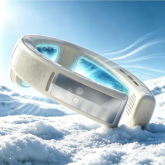 Netzone 2026 Neck personal fan, 3 Ice-Feel Semiconductor Cooling Neck Cooler & Personal Air Conditioner. It features weightless and comfortable wearing experience, Premium Gift for Men (White)