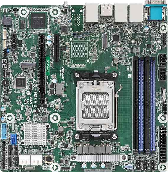 AsRock Rack B650D4U Micro-ATX Server Motherboard Single Socket AMD Ryzen 7000 Series Processors (LGA 1718) B650E PCIe 5.0 Dual 1G LAN