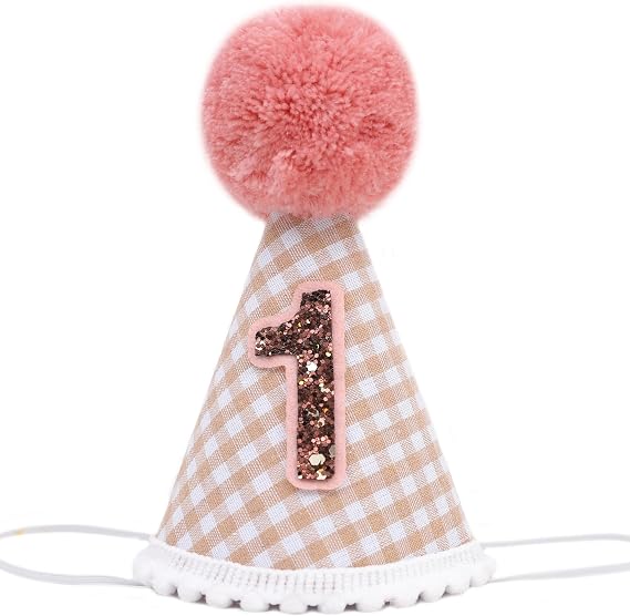 1st birthday hat - Boy/Girl First Birthday Hat Decorations,1st Party Girl Cake Smash Outfit (pink)