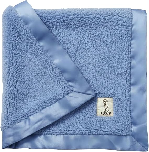 Little Giraffe Chenille Baby Blanket 29x35 Soft Chenille with Satin Trim, Cornflower | Ultra-Soft, Gentle & Safe, Lightweight & Breathable for Newborns & Toddlers