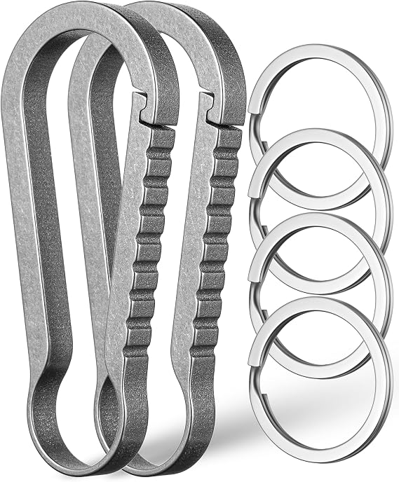 FEGVE Titanium Carabiner Keychain Clip, Heavy Duty Quick Release Key Clip