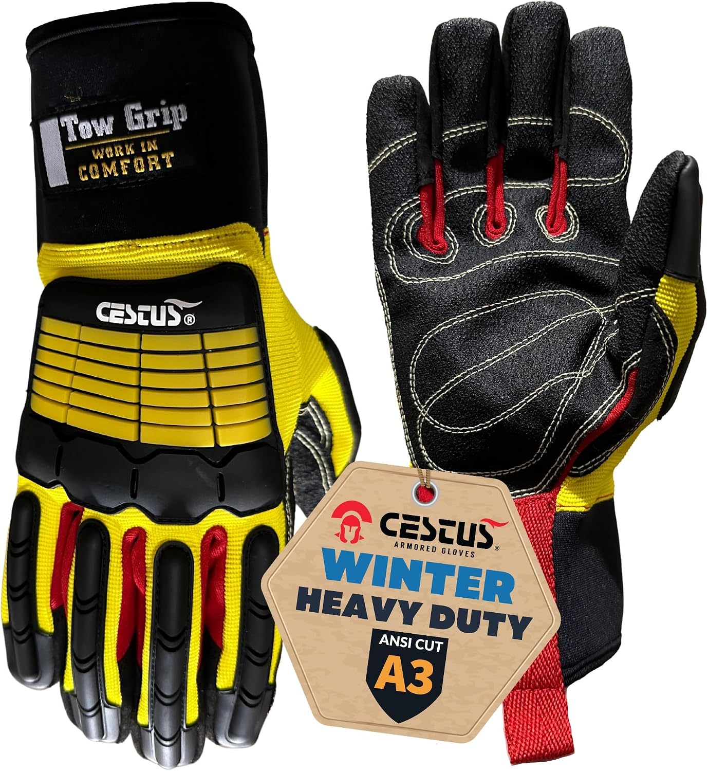 Cestus 5081, Winter Work Gloves for Men, Insulated and Waterproof for Cold Weather, ANSI A3 Cut Resistant Impact Gloves