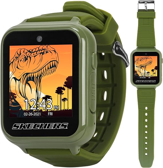 Skechers Kids Camo Smart Watch with Textured Rubber Strap, Games, Camera, and Fitness Tracker Durable Touchscreen Watch with Alarm, Timer, and Step Counter, Perfect for Active Play and Everyday Wear