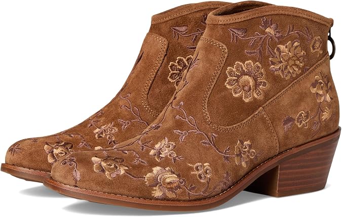 Sofft Womens Aisley Brown Floral Embroidery 7 Medium
