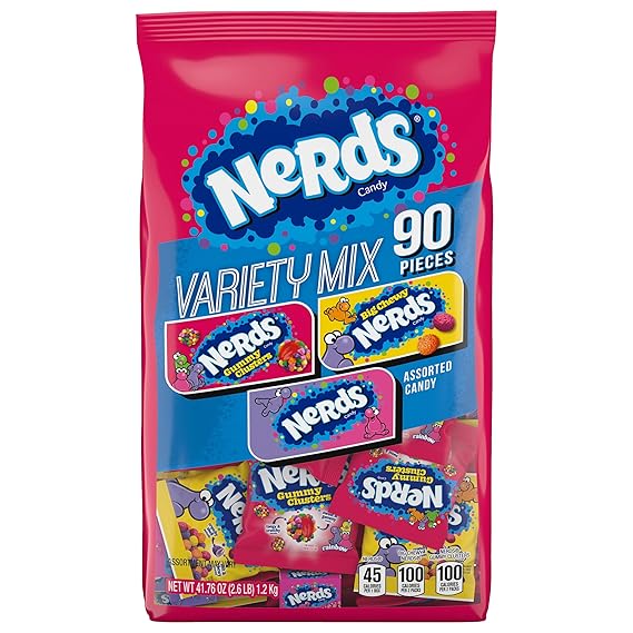 NERDS Variety Mix Assorted Candy, Individually Wrapped, 41.76 oz, 90 Ct