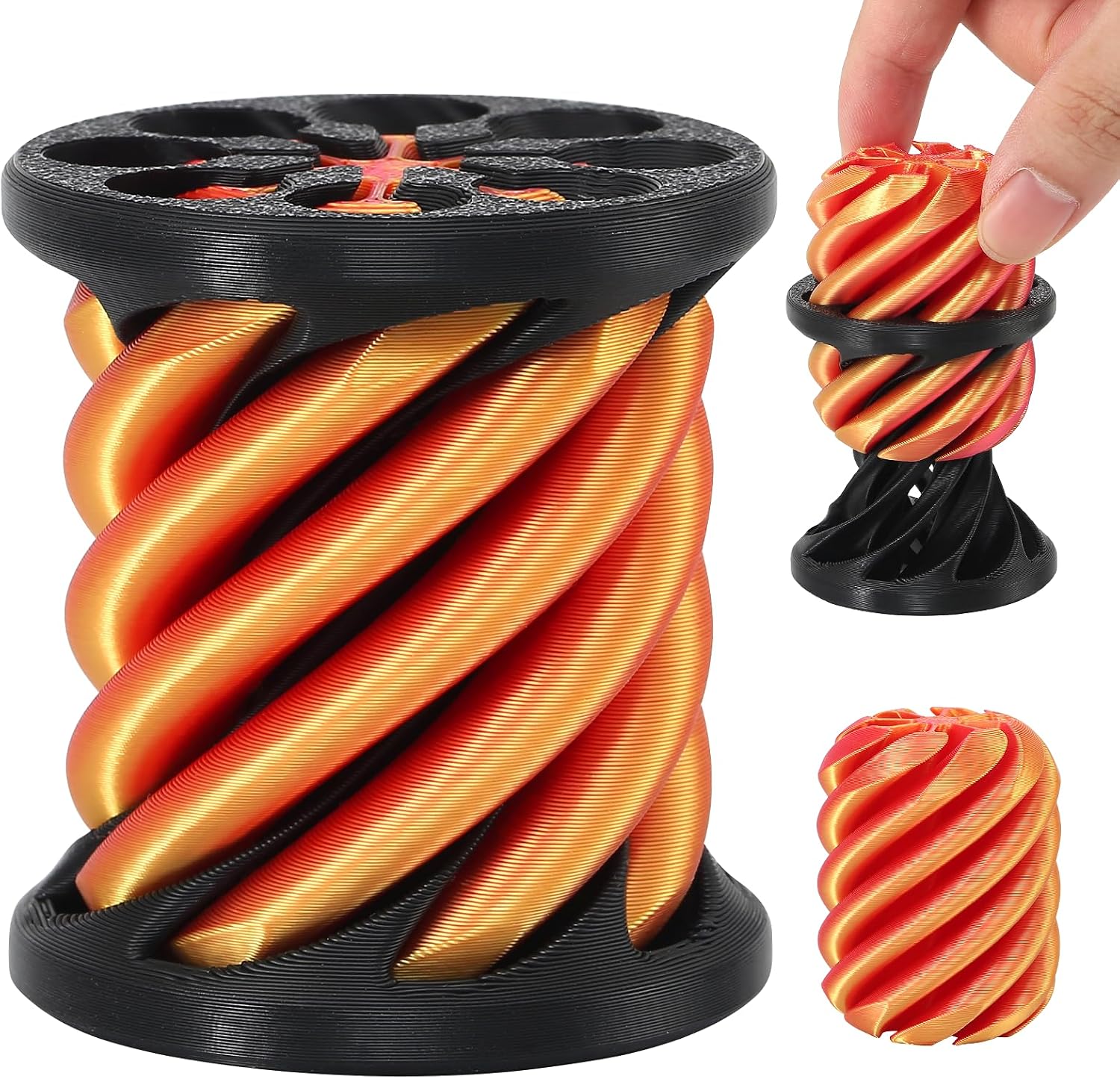 3D Printed Impossible Cone Spiral Cone Fidget Toy Mini Vortex Thread Illusion Impossible Cone Fidget Toy Pyramid Passthrough Sculpture Perfect Fidget Toys (cylindricity)