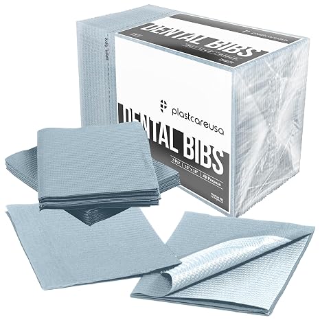 Disposable Dental Bibs 13"x18" - 3 Ply Waterproof Tattoo Bib Sheet for Patients - Dentist or Medical Tray Cover and Nail Table Cover Supplies, Gray