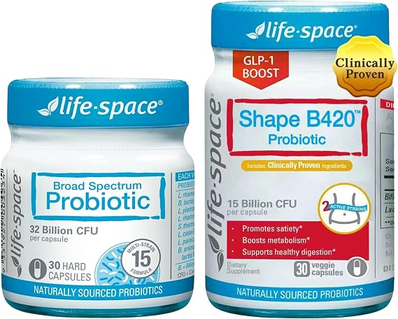 Life-Space Premium Broad Spectrum Probiotics + Shape B420 Probiotics, Support Daily Digestive Health & Immune Health and Enhance Metabolic, GLP-1 Boost