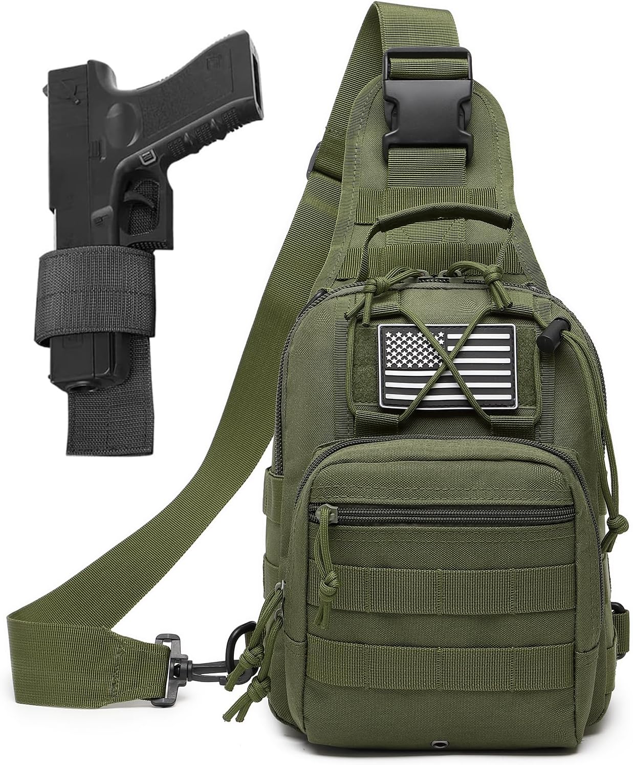 ATBP Small Tactical Sling Bag for Men with Holster Military EDC Shoulder Bag CCW Crossbody Bag 7 Liters