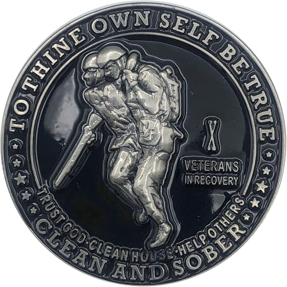 Veterans in Recovery AA Chip Sobriety Coin (1-60 Years) with Third Step Prayer on The Back. My Recovery Store AA Medallion