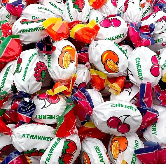 Fruit Filled Hard Candy, Assorted Flavors Bon Bons - 2 Lb Pack | Cherry, Orange, Strawberry, Raspberry
