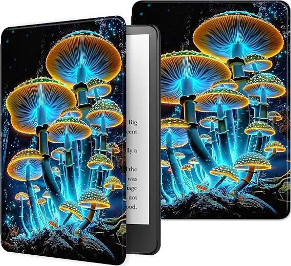 Case for 6.8" Kindle Paperwhite (11th Generation-2021) and Kindle Paperwhite Signature Edition, Multiple Angle, PU Leather Slim Folio Stand Smart Cover with Auto Wake/Sleep, Blue Mushroom