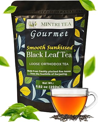 Black Tea Loose Leaf - Sun Dried from The Foothills of Darjeeling Tea Loose Leaf - Low Caffeine Orthodox Indian Black Tea - Mintri Tea, 8.82oz 250g, 125-187 Cups