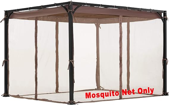 ALISUN Replacement Mosquito Net for 8' x 10' Flat-Roof Pergola, Brown