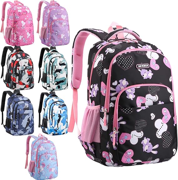 PerKoop 8 Pcs Backpacks Bulk for Boys and Girls 17 Inch