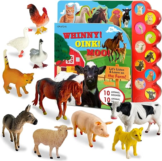 iGRATENS Farm Animal Figures Toys with Sound Books