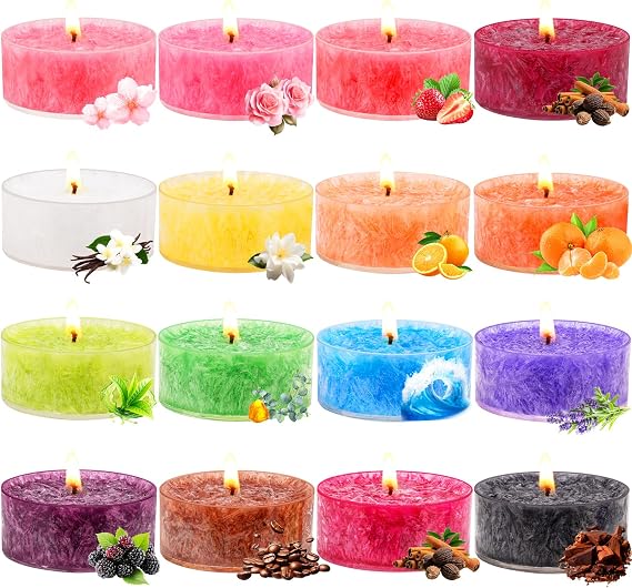 16Pack Scented Tealight Candles Gift Set, Mini Soy Wax Aromatherapy Candles, Portable Travel Tea Lights Candles for Relaxing Home Decor Events Gifts for Women Birthday Christmas Mother's Day