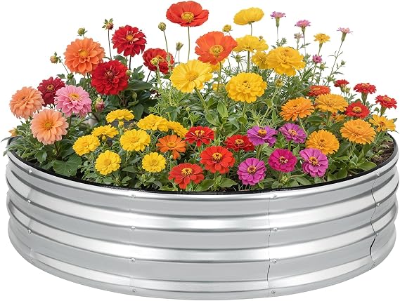Galvanized Raised Garden Bed,4x4x1ft Round Metal Raised Bed