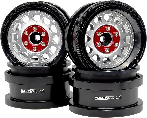 HOBBYSOUL Adjustable 2.9 Beadlock Rims 4-Pack for 1/6 RC SCX6 Mud Crawler