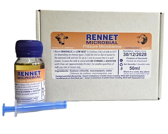 Liquid Rennet - Vegetarian Rennet for Cheese Making 50ml Microbial Coagulant