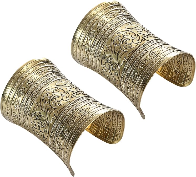 SONNYX 2 PCS Vintage Ethnic Cuff Bracelets for Women