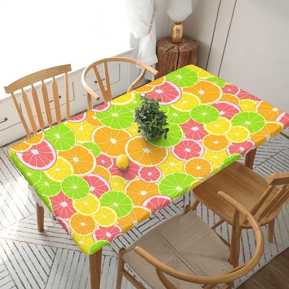 Fruit Elastic Edged Rectangle Fitted Table Cover Patio Table Cloths for 5 Ft Rectangle Tables 30x60 in